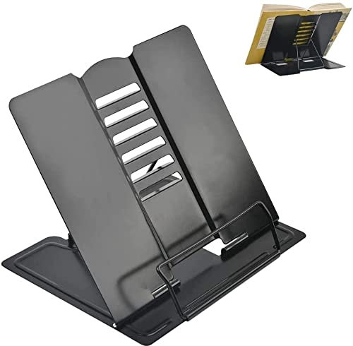 WANGZAIZAI Leggio in Metallo per Libro, Leggio Libri Regolabile, Multifunzione Leggio Libri, Altezze Regolabile, per Libri, Cellulare, cuochi Ricette, Porta Copia, iPad, Tablet, Casa, Ufficio-(Nero)