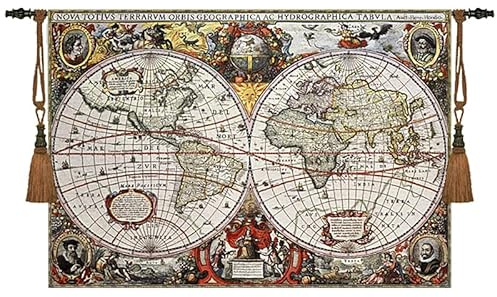 Aubelin Tapestry Antique Map Medieval Fine Art Tapestry Wall hanging 100% Cotton Size 38x55