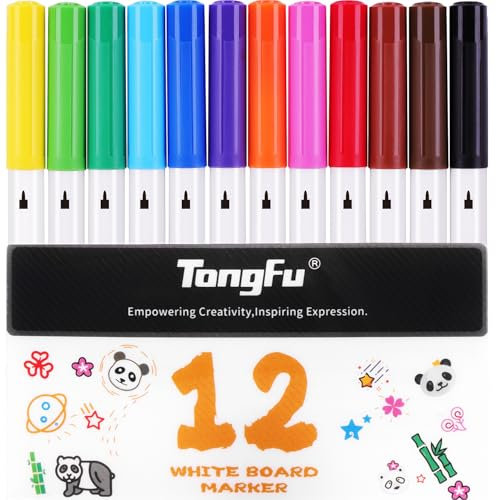 TongFu Kids Whiteboard Marker, 12 Farben Whiteboard Stift für, Fine Tip Folienstift Abwischbar und Dry Wipe Markers für, Mini Abwischbare Stifte für, Zeichnung, Künstler