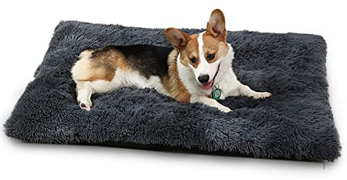 YAGE Dog Bed Washable Cat Bed Fluffy Small Medium Dog Mat,Orthopedic Dog Bed and Mattress for Dog Crate (M-65x50X8cm, Dark Gray)
