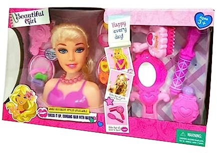 PNJB Beautiful Large Head Doll Play Set, Interactive toy, Hair Styling Head, Entertaining And Fun, Pretend-Play World, Present For Girls, Imaginative Play