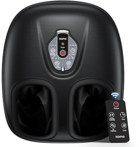 RENPHO Foot Massager Machine with Heat for Plantar Fasciitis, Shiatsu Kneading, 3 Heat Levels, Wireless Control Electric Feet Massager, Gifts for Women and Men