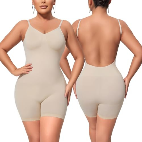 Takusun Body sin espalda para mujer, control de abdomen, espalda baja, moldeador de espalda abierta, sin costuras, sexy
