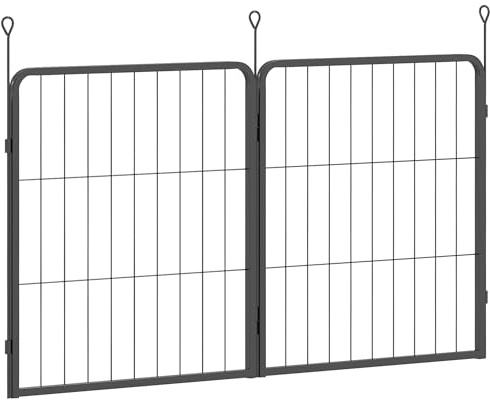PawHut Dog Pen, 2 Panel Puppy Pen, Portable, Detachable, For Small Dogs, 60cm Tall, Black