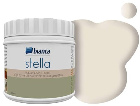 Bianca Stella Universalfarbe Ohne Schleifen - Wasserbasierte Parfümierte Renoiverfarbe für Möbel, Holz, Fliesen, Metall & Kunststoff - Marmorbeige, Glänzend, Kratzfest, Hochdeckend, 500ml