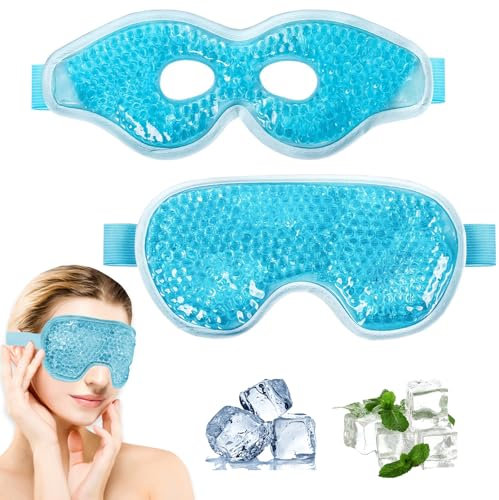 Masque Yeux Froid,Masque des Yeux Gel,2 Pièces Mask Visage Froid,Réutilisable,Mask Eyes Réfrigérant en,Soulage la Fatigue Oculaire,Migraine,Gonflement Eyes