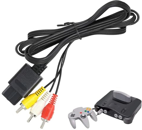 N64-AV-Kabel, Composite-Videokabel für Nintendo 64/N64/GameCube/Super Nintendo SNES, 1,8 m Ersatz-AV-Kabel mit hervorragendem Bild und Ton, kompatibel mit N64, SNES, GameCube und TV-Spielekonsolen