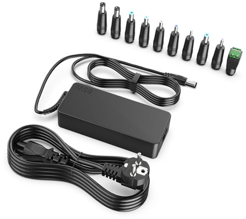 shefor Caricatore Alimentatore universale 12V 5A 5,5 * 2,1mm con 10 connettori CC per strisce luminose a LED, fotocamere, display per PC, monitor, altoparlanti e altri dispositivi