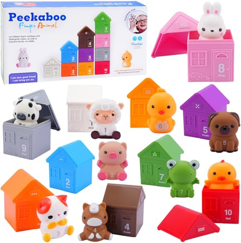 ZUSUZU Giocattoli Montessori con 10 Animali Della Fattoria per Bambini 1 2 3 Anni | Giocattolo Sensoriale E di Apprendimento Motorio | Set Selezione Colori E Impilabile | Regalo per Natale Machen