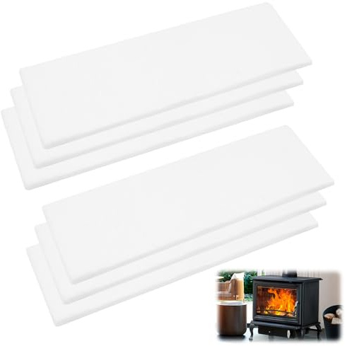 OVBOVA Lana de Cerámica para Bioetanol, 6 Piezas Fibra Cerámica Recortable para Chimeneas, Esponja para Quemador de Etanol/Gel, 30x10x1.3cm (12x4x0.5) Blanco