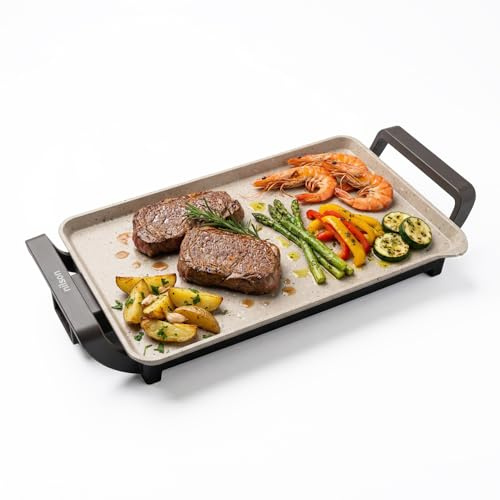 Nilson Life Elektrisk grilljärn och dubbel smörgåsmaskin, 2 300 W, temperaturkontroll, öppning 180 grader, non-stick keramiska plattor, justerbar termostat, droppbricka, kabel 80 cm, B
