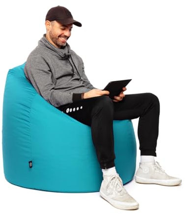 PATCH HOME Sitzsack XL Tropfenform – Türkis – Indoor & Outdoor Beanbag mit Styroporfüllung - Bereits Befüllt - Kinder & Erwachsene - 30 Farben & 3 Größen - Für Kinder und Erwachsene