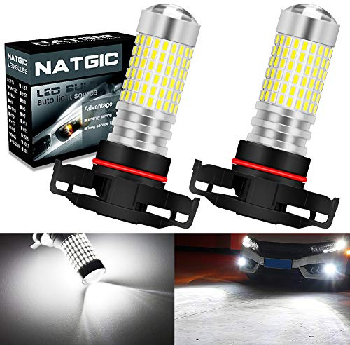 NATGIC PSX24W 2504 dimljus vit Xenon 3000LM 3014 SMD 144-EX med spotlight för utomhus dimljusprojektor, 12–24 V (2 st)