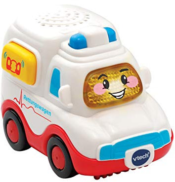 Vtech TUT TUT Baby Flitzer - Rettungswagen – Spielzeugauto mit Musik, aufleuchtender Taste, spannenden Sätzen und Geräuschen – Für Kinder von 1-5 Jahren, 8,8 x 5,5 x 7 cm