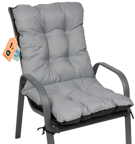 SuperKissen24. Cuscino per Sdraio 96x48 cm da Esterno ed Interno Resistente e Comodo per Sedie Reclinabili, Spiaggine e Poltrone da Giardino - Grigio