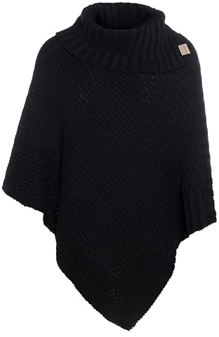 Knit Factory - Nicky Poncho de Punto - Negro - One Size