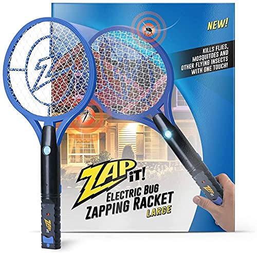 ZAP iT! Raqueta eléctrica matamoscas y matamosquitos – Raqueta eléctrica de alta resistencia de 4.000 voltios – matamoscas recargable por USB, seguro para interiores