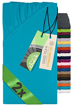 Emily´s Check 2er-Pack Spannbettlaken für Kinder- und Babybettmatratzen 1493.2123, 60 x 120 cm, türkis