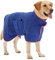 HezzLuv Bademantel für Hunde, Hundebademantel aus Mikrofaser für mittlere und große Hunde, super saugfähiger Haustier Trockenmantel, ganzjahres schnell trocknendes Handtuch (Blau,L)