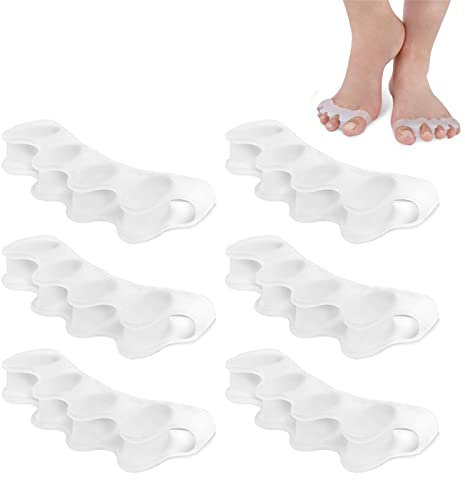 zoerbufan 6 Stk-Zehenspreizer Silikon, Zehentrenner für alle Zehen, Fußzehen Spreizer, Zehentrenner für Pediküre Hallux Valgus, Universalgröße für Damen und Herren (Transparent)
