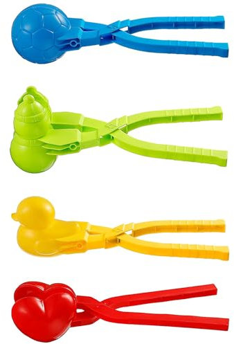 FIBOUND 4 Stück Schneeballmaschine, Plastikschneeballclip, Winter-Schneeball-Maschinen-Clip, Griff-Schneeball-Clip, Geeignet für Schneeballschlachten für Kinder und – zufällige Farben