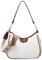 VASCHY Kleine Umhängetasche für Damen, Vegan Leder Handtasche Chevron Gesteppte Halbmond Crossbody Hobo Tasche Frauen Beige