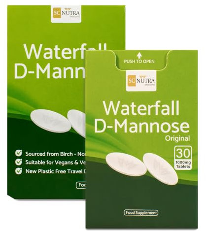 Waterfall D-Mannose Comprimés 30 x 1000mg | Nouveau Emballage en Carton Pratique