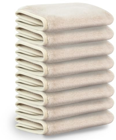 Nugilla Makeup Remover Cloths, 8 Packs Makeup Remover Towels Reusable Face Wash Cloth, Soft Microfiber Face Cloth for Women(Beige)