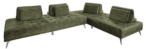 KAWOLA Ecksofa Samt Sofa WIOLO Wohnlandschaft Velvet Moosgrün I Samt Sofa Wohnzimmer Couch L/B 240x220 cm