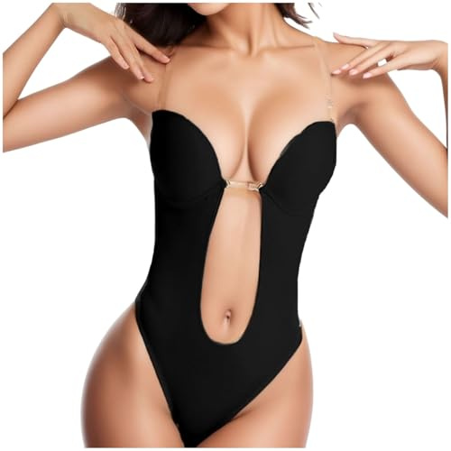 Femme Plunge Backless Body Shaper Bra, Body Dos Nu Invisible Mariage,Femmes sous-vêtements Body Bretelles Col V Profond Soutien-Gorge Push up Dos Nu sans Couture