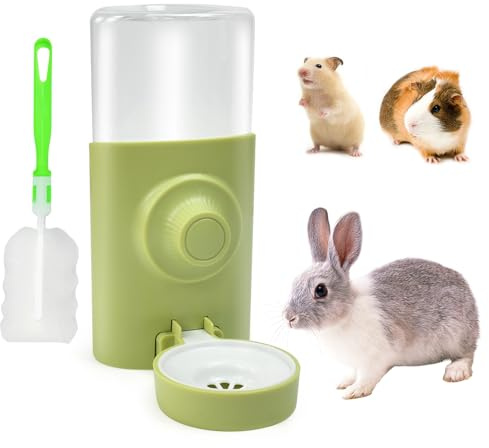 Zuxbolf Distributore Acqua Coniglio,Abbeveratoio per Conigli da 600ml,Beverino Automatico per Coniglio,Porta Acqua per Conigli,Dispenser per Criceti, Ricci, Furetti, Pappagalli e Altri (Verde)
