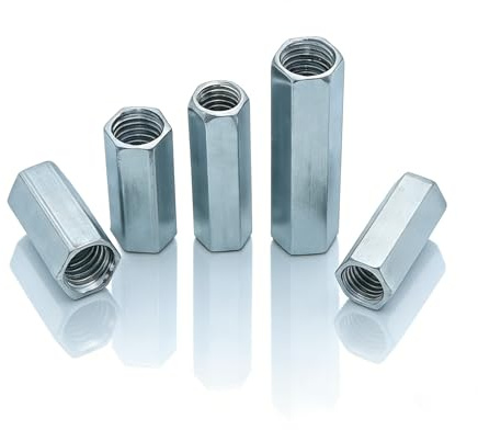 20 stycken M8 x 20 mm lång stångmutter gänghylsor galvaniserat stål sexkant anslutningsmuttrar gänghylsor distanshylsor för hushåll kontorsutrustning andra maskiner