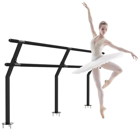 Barra de Ballet Doble Independiente, Ajustable en Altura, Resistente, para Danza, Yoga, Fitness y estiramientos (2,4 m).