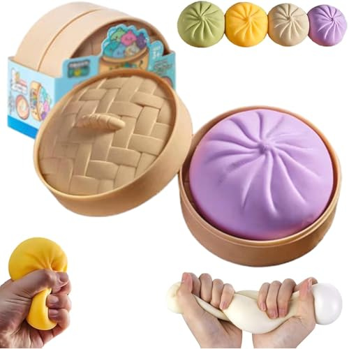Enorm dumpling squishy, jumpling regnbåge dumpling stressboll för barn och vuxna, extra stor mjuk långsam uppskjutande squishy dumplings för ångestlindring, sensorisk fidget dough leksak