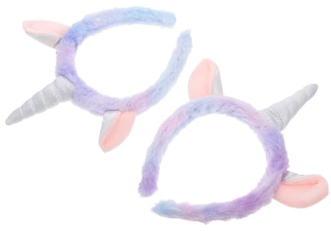 BESTYASH 2 Diademas de Unicornio para Niños en Color Púrpura, Diadema de Maquillaje Fijar el Cabello, Material de Felpa y Abs, Ideales para Uso Diario y Lavado de Cara