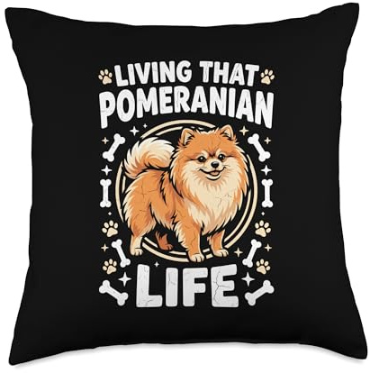 Pomeranian Lover Cute Pom Dog Owner Living Fluff Life Throw Pillow