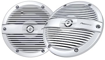 PIONEER TS-ME650FC Marinetauglicher 2-Wege Koaxial Lautsprecher (250 W), 16.5 cm, Dauerleistung 75 W, Gitter in Perlmutt-Weiss