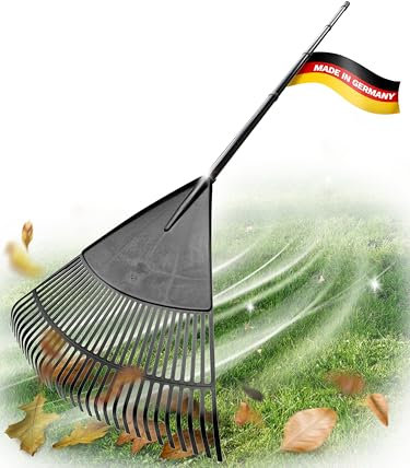 Novatool Balai à feuilles avec manche à 4 pièces et à visser, balayeur avec 30 dents en plastique, râteau largeur de travail 75 cm, râteau à feuilles, balai de jardin, râteau, balai de paysage, outil