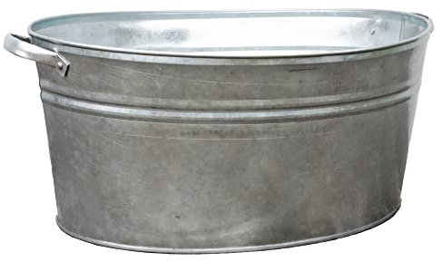 Zinkwanne oval groß - wasserdicht oval 40 Liter mit stabilen Griffen zum Bepflanzen und als Miniteich