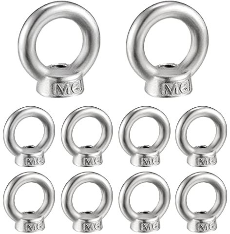 Zasiene M6 Écrou à Anneau 10 Pcs 304 en Acier Inoxydable Filetage Écrou à Oeil de Levage Écrous à Œillet pour Les Accessoires de Levage