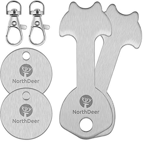 Shopping Trolley Release Key - Stainless Steel Removable Shopping Trolley Token Coin Keyring (2 Set)