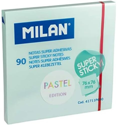 MILAN Bloc 90 hojas super adhesivas azul Pastel 76 x 76 mm NUEVO