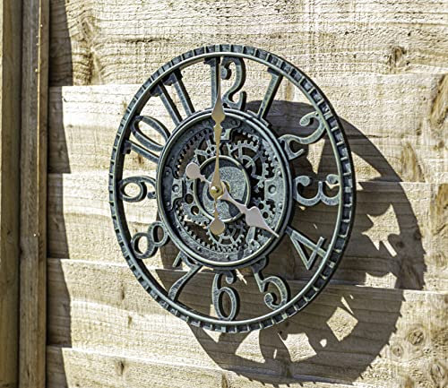 Garden Mile 30cm Open face Roman Numerals Outdoor Clocks for The Garden Wall Features Large Round Wall Clock Outdoor Wall Clock for Kitchen, Patio, Livingroom Décor