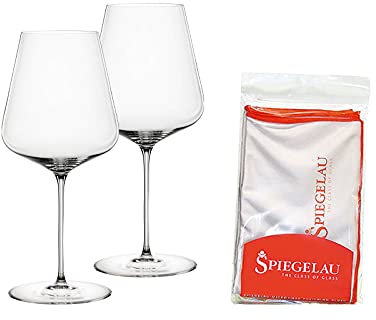 Spiegelau Definition Bordeauxglas-Set 2-teilig mit Poliertuch, Rotweingläser (750 ml) und Mikrofaser-Glasreinigungstuch (50 x 64 cm), Kristallglas