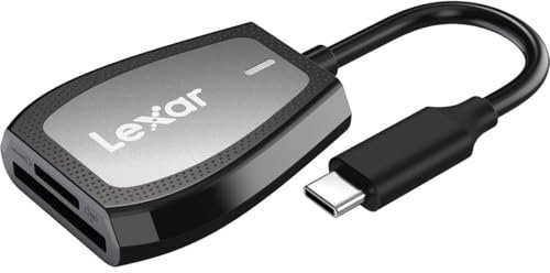 Lexar Professioneller USB 3.2 Typ-C Dual-Slot Reader, unterstützt SD und microSD UHS-II Karten, bis zu 312 MB/s Lesegeschwindigkeit (LRW470U-RNHNU), schwarz