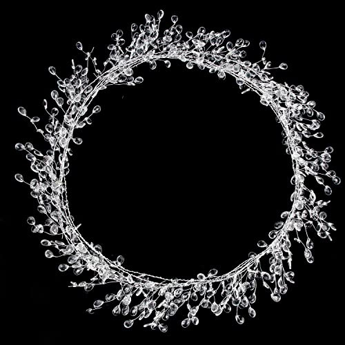 FOIMAS 16ft Clear Acrylic Wire Bead Garland Strand Ice Faux Crystal Bead String Garland for Christmas Tree Craft Wedding Birthday Party Decoration