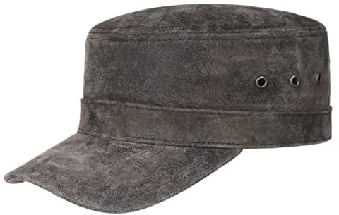 Stetson Raymore Pigskin Army Cap Military Urban Cap Leder Herren Damen Frühjahr Sommer braun-schwarz One Size