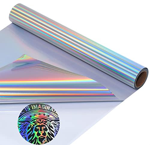 Regenbogen Plotterfolie Textil Holografische HTV 30.5cm x 214cm Holografische Vinylfolie Plotter Flexfolie für Cricut und Silhouette Cameo, Textilien Transferfolie zum Aufbügeln für DIY T-Shirt