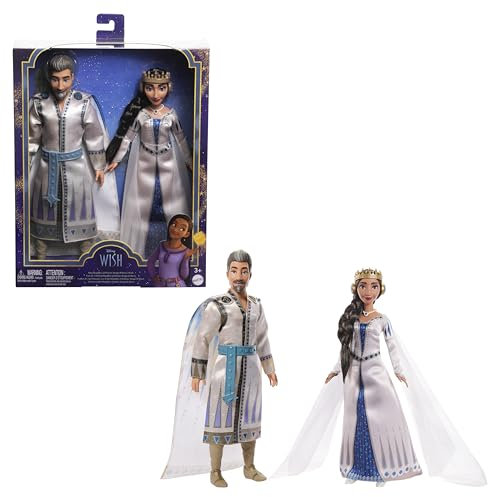 Mattel Disneys Wish, König Magnifico und Königin Amaya von Rosas, 2er-Pack, posierbare Modepuppen mit abnehmbaren Outfits, HRC18