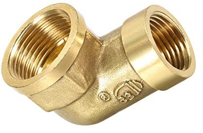 DTGN 1/2 NPT x 3/4 NPT (invändig gänga x invändig gänga) 90 graders mässingsrör montering – bra för vattenrörsystem – mässing vägvinkeladapter – guldton